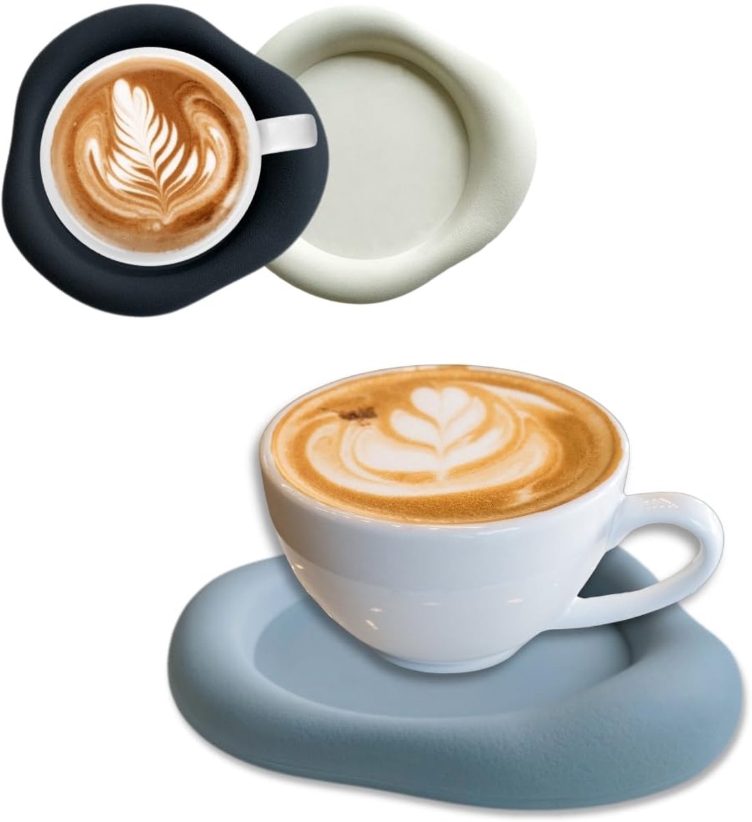 3-delige set wolk siliconen onderzetters voor glazen – antislip, hittebestendig, drank- en koffiematjes – inclusief houder voor glazen – ideaal voor thuis, restaurant, kantoor en bargebruik