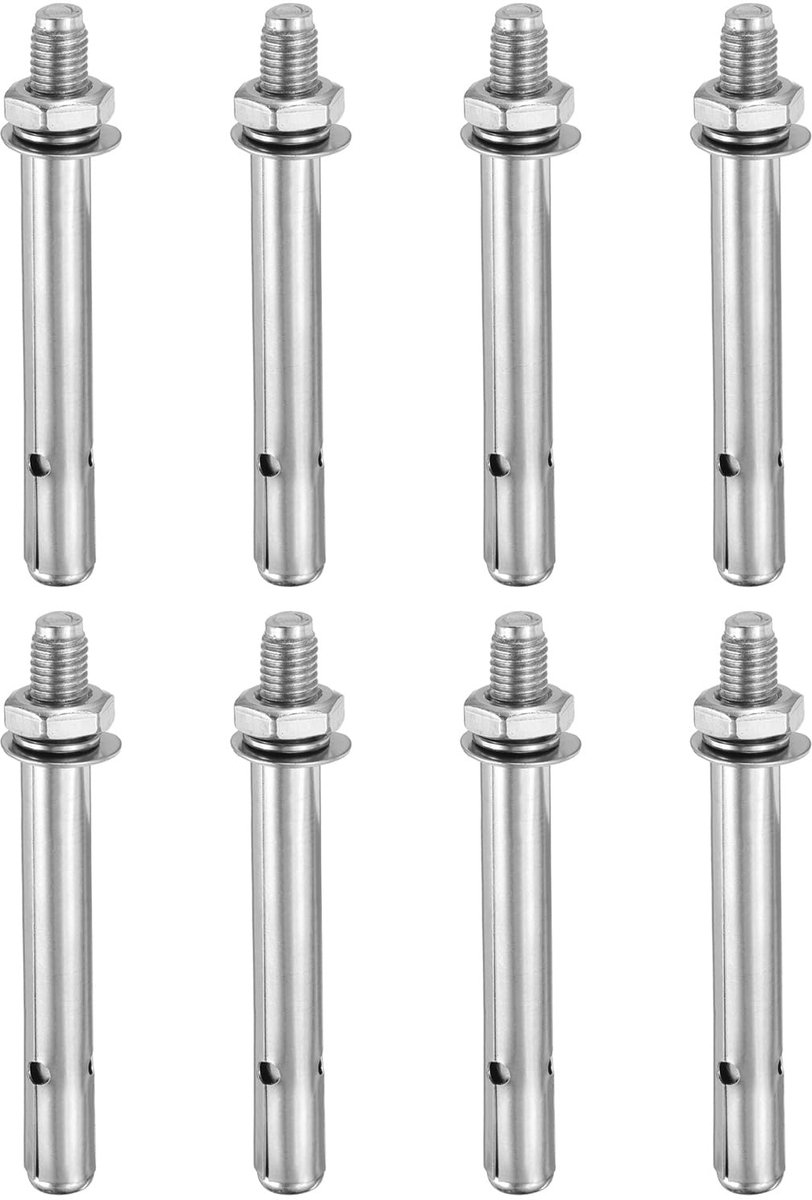 Spreidpluggen M8 x 60 mm 8 stuks van roestvrij staal met zeskantkop voor muren van beton en baksteen