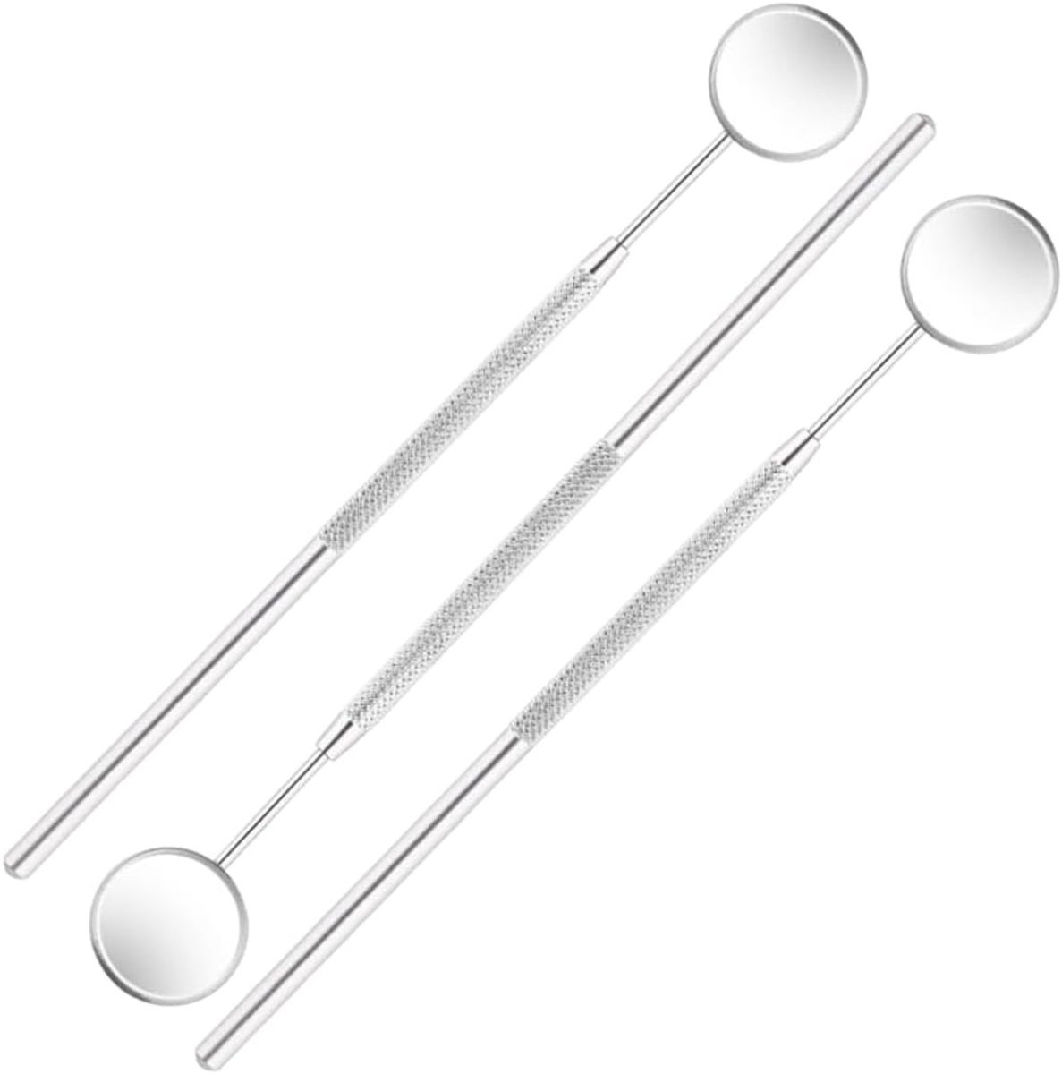 Set van 3 roestvrijstalen mondspiegels van 16 cm voor tandheelkundige hygiëne, met antislip handgreep en afneembare koppen voor eenvoudige reiniging en onderhoud