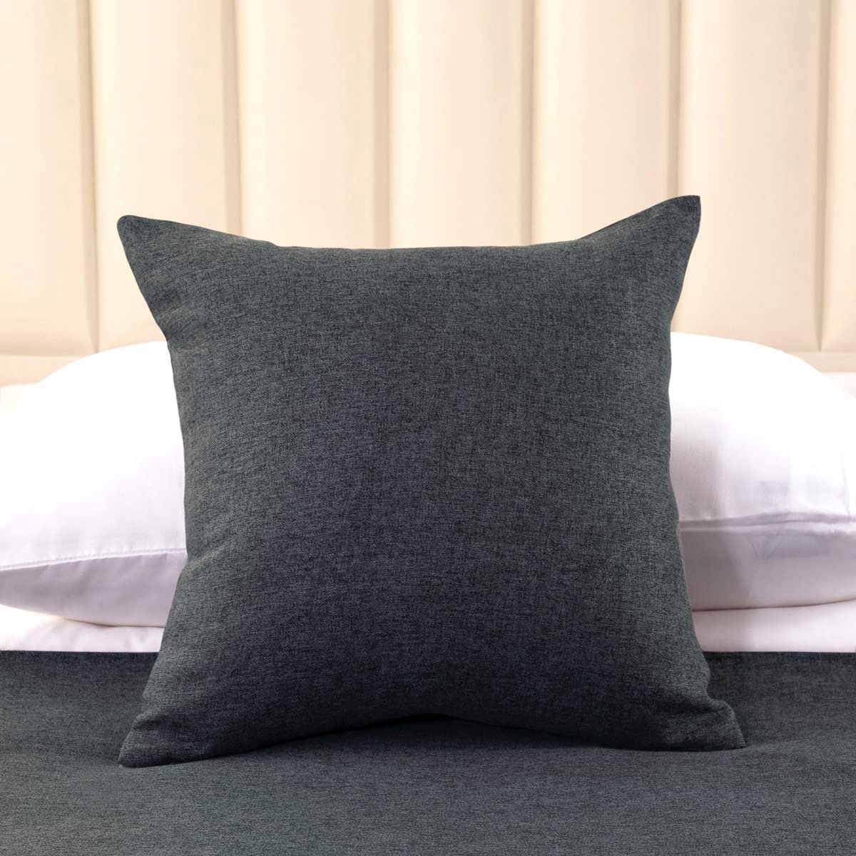 AMBERIS 2 Kussenhoezen (45×45cm)(zonder Insert) Donkergrijs, Duurzame Decoratieve 2 Kussenhoezen (zonder Insert) voor Huis en Hotel