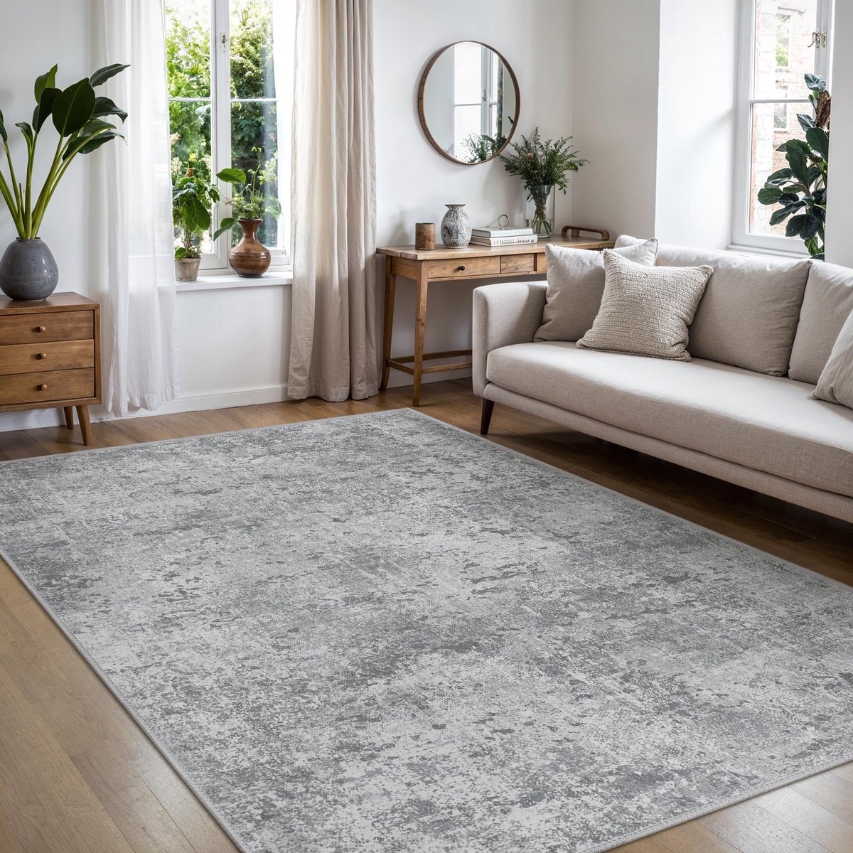 Korte Stapel Woonkamer Vloerkleed 160x230cm, Slaapkamer Vloerkleden, Ingangstapijt Binnen, Antislip Wasbaar, Astratto Tapijten voor Keuken, Badkamer, Kantoor, Gevlekt Grijs