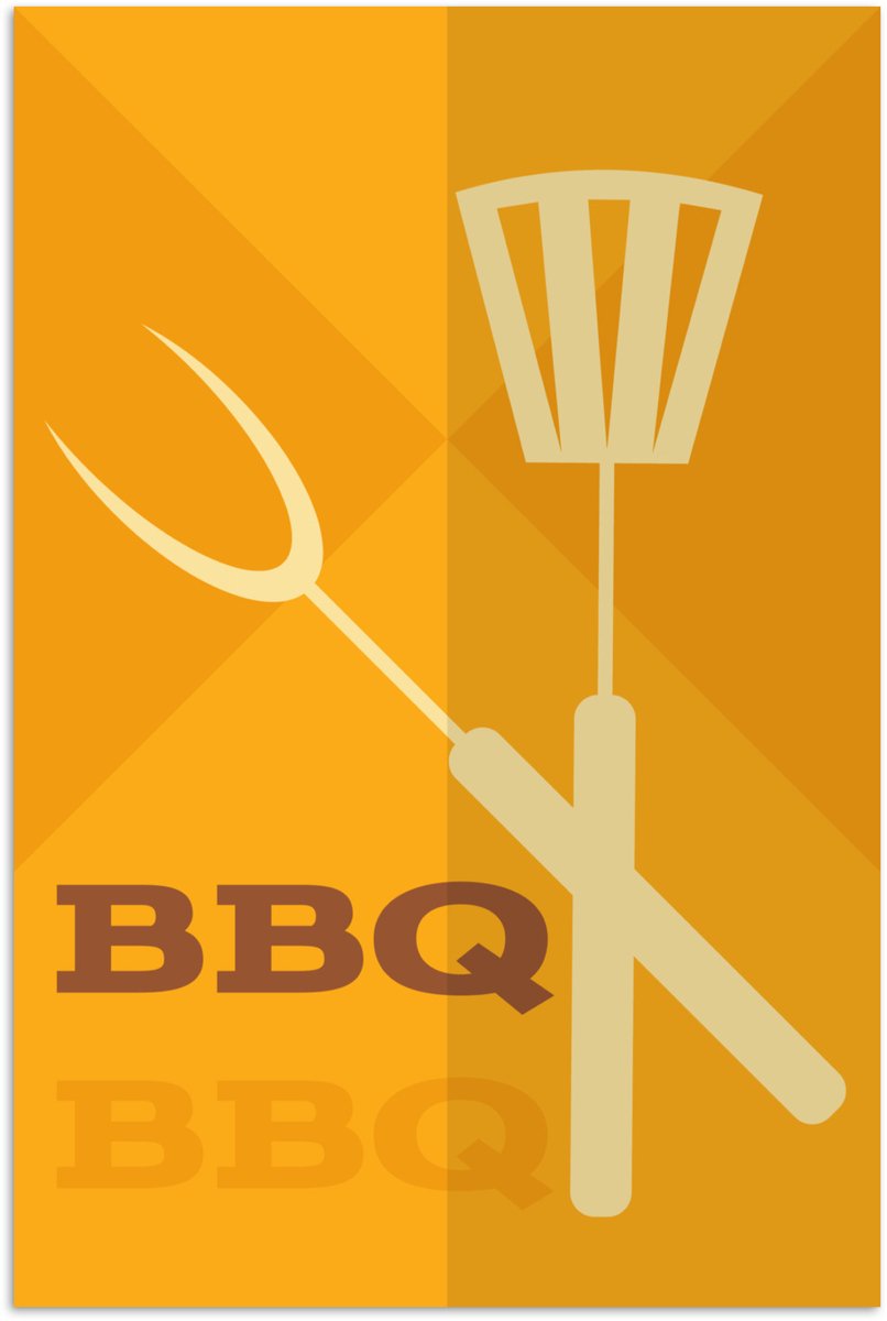 Poster 40x60 cm - Barbecue illustratie met een spatel - Posters - Kamer decoratie - Wandde