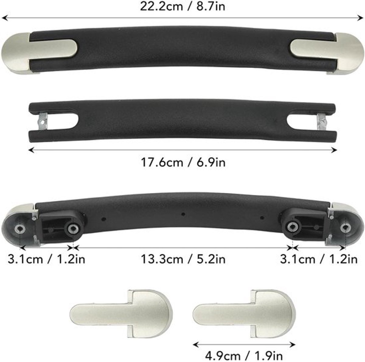SPHProducts - Koffervervangingsgreep - Plastic Bagagehandvat - Lange