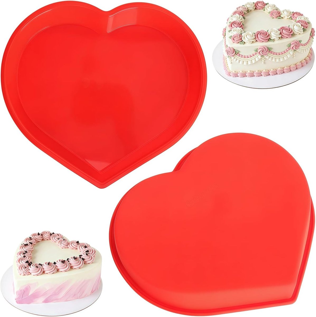Siliconen bakvormen voor hartvormige taarten - 2 stuks, 23 cm, anti-aanbaklaag voor cakes, pudding en cheesecakes
