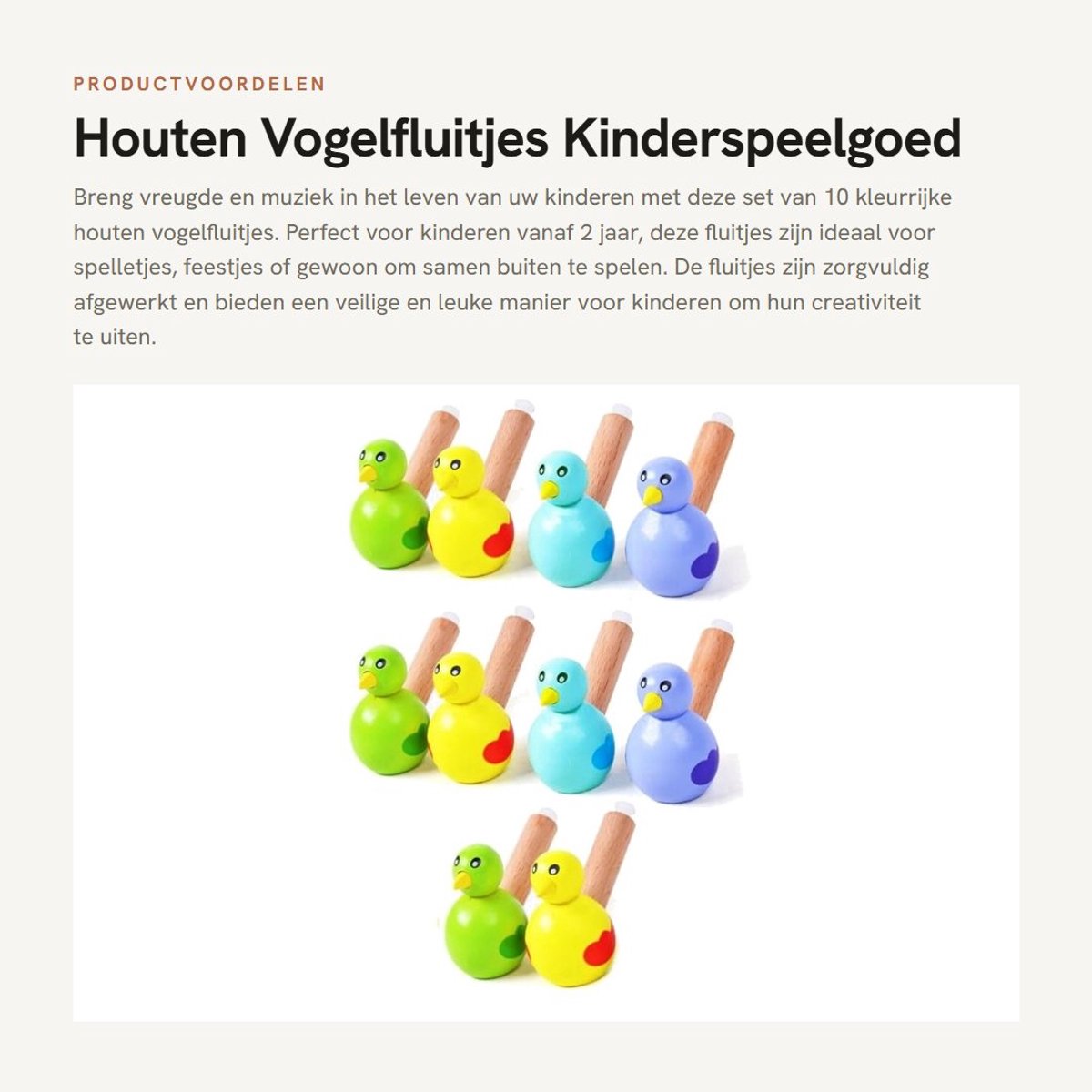 Dailygoods- Vogelfluitjes 10 Stuks - Houten Speelgoedfluitjes - Meerkleurig - Voor Kinderen - Gastgeschenken - Afmetingen 3,7 x 2,5 x 5,5 cm