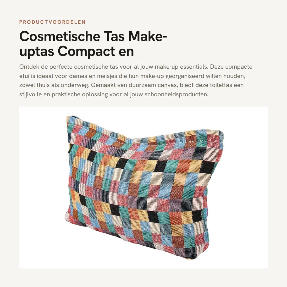 Dailygoods- Cosmetische Tas Grote Capaciteit - Toilettas Dames - Make-uptas - Opbergtas - Canvas - Handtas