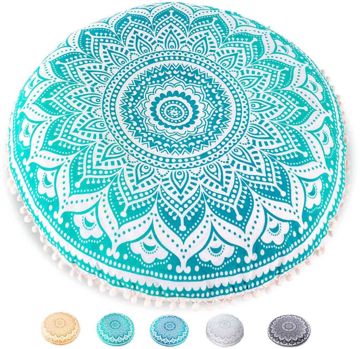 Dailygoods- Kussenhoes 75 cm - Ronde Vloerkussen - Kussensloop - Boho Chic - Meditatie Tapijt - Authentieke Artisanale Kwaliteit