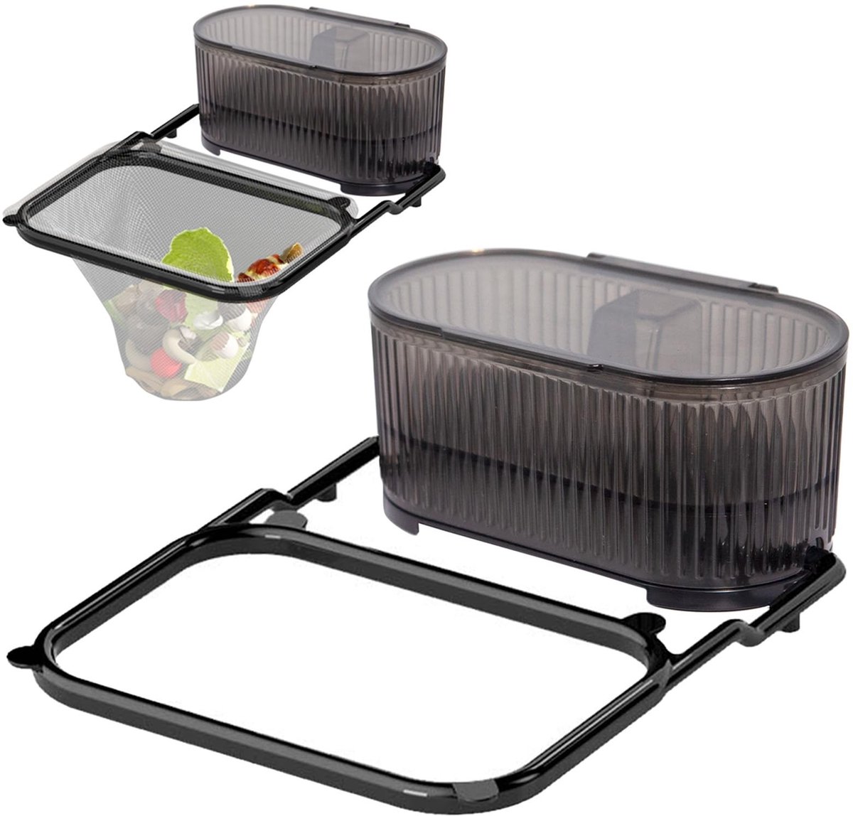 Dailygoods - Afvoerfilter voor keukenspoelbak, afneembare gootsteen, universeel voor het opvangen van voedsel- en groenteresten, ideaal voor gebruik in keuken en badkamer (zwart)