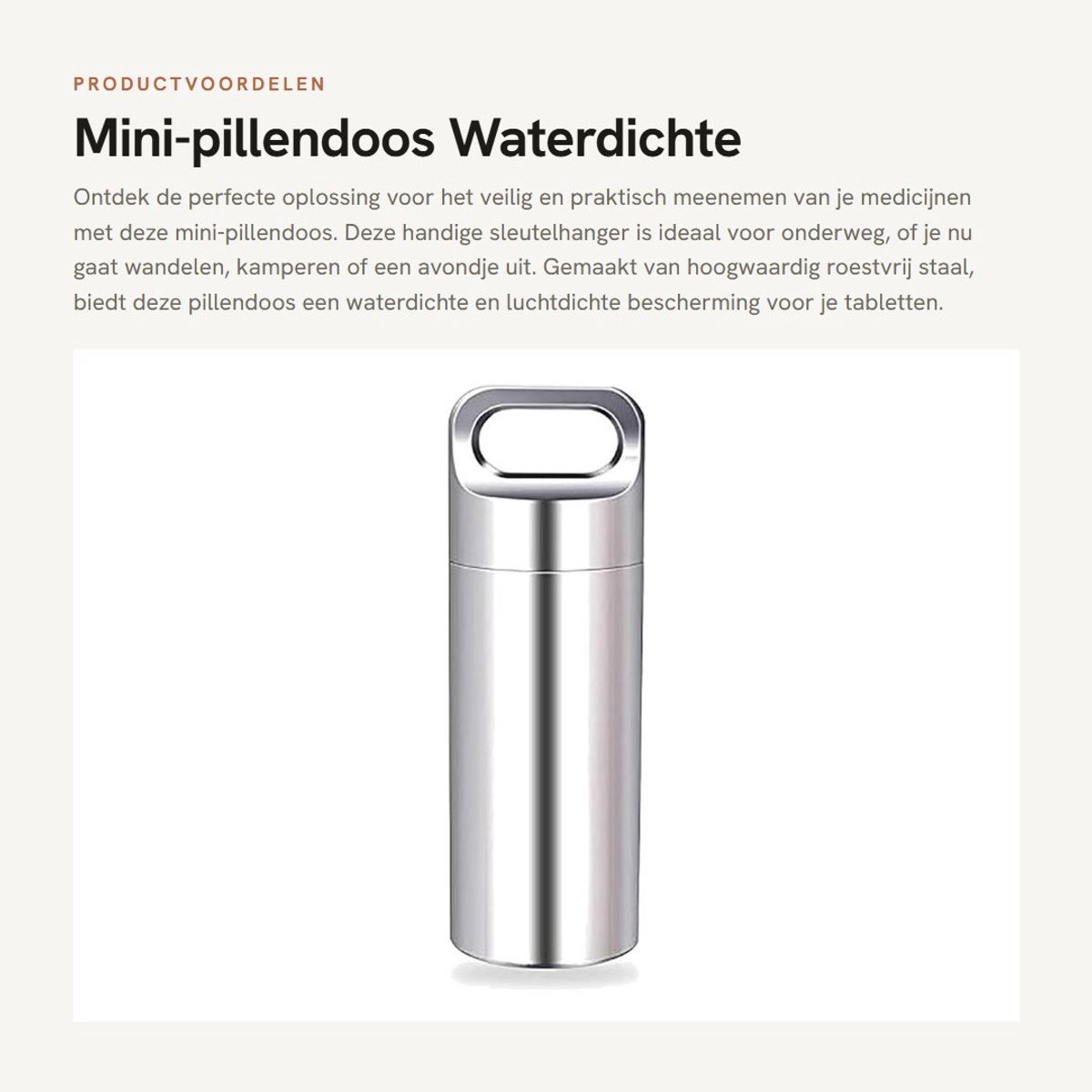 Dailygoods- Pillendoos Klein - Waterdicht - Roestvrij Staal - Voor Onderweg - Lichtgewicht - 304 Staal - Medicijndoos
