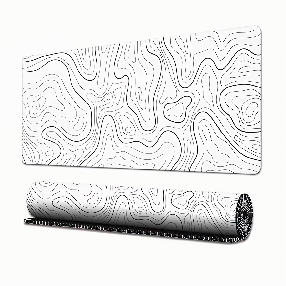 Gaming Grote Lange Uitbreiden Topografische Muismat Grote Volledige Toetsenbord Pad Bureaumat voor Computer Laptop Kantoor Antislip Rubber Gestikte Randen (Wit)