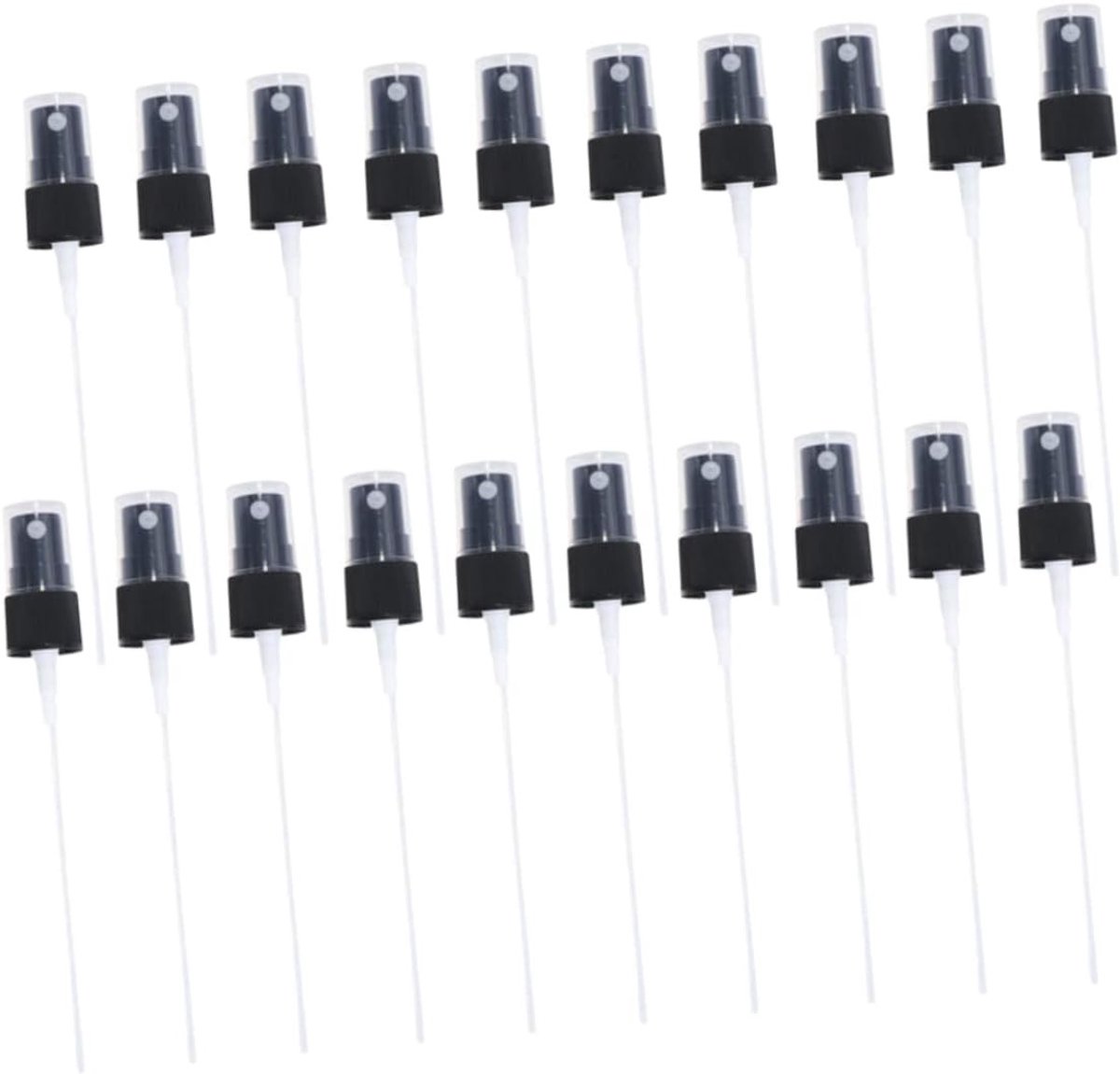 Vervangende spuitkoppen voor parfumflessen - 20 stuks, zwart, 18 mm, navulbare spuitpomp, compact en robuust voor onderweg en reizen