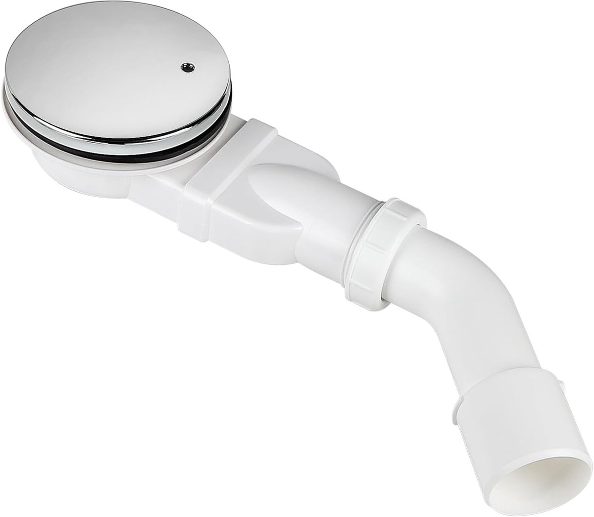 Afvoergarnituur douchebak 90 mm met geurstop en haarzeef, ABS-materiaal, doucheafvoer sifon met chroom afdekhoes, incl. afvoerbocht DN 40/50 mm - voor douche en bad