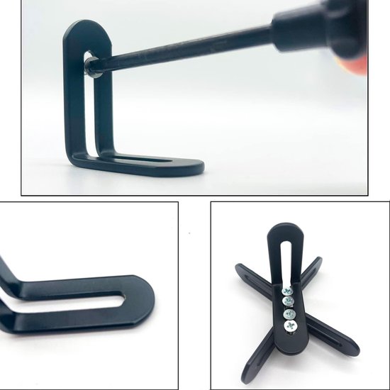 verstelbare Hoekverbindingen Haakverbinder Hoekverbinding Hoekbeugels - 10st 48x48x2.9mm 90 Graden Gezamenlijke Haakse L Beugel voor Meubels Houten Kasten Planken, Roestvrij staal, zwart — afbeelding 3