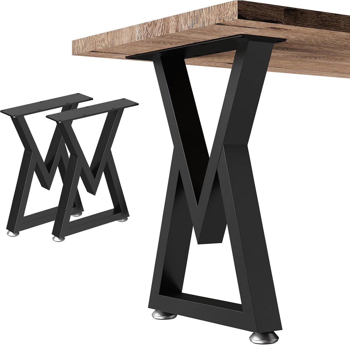 Poten, 2 stuks, zwart, V-vorm, tafelframe, outdoor, doe-het-zelf meubelpoten, tot 300 kg, voor salontafel, zitbank, bureau, eettafel, B 30 x H 41,5 cm