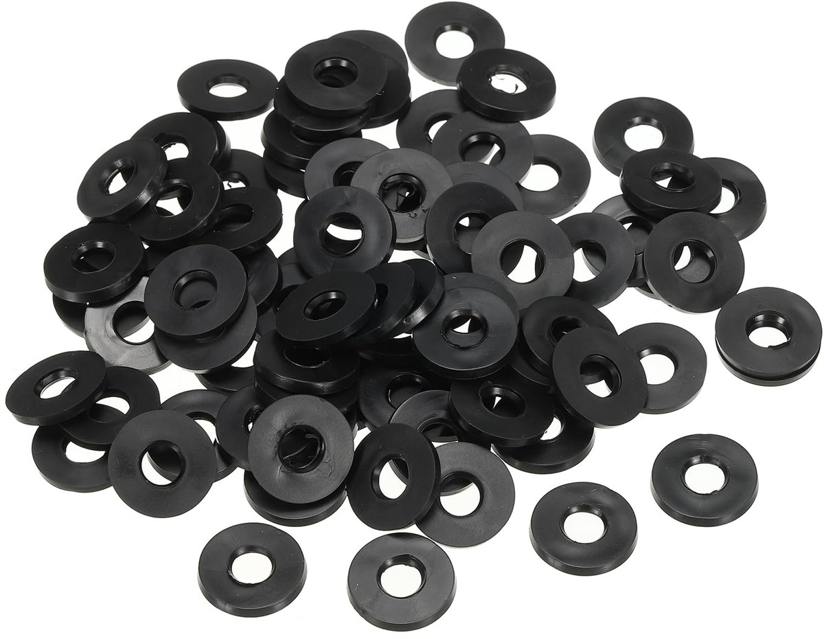 Rubberen sluitringen M6, 120 stuks 6 mm ID 14 mm OD 2,5 mm dikke platte sluitringen van rubber afdichtring scheider afdichting voor waterslang bouten bevestiging, zwart