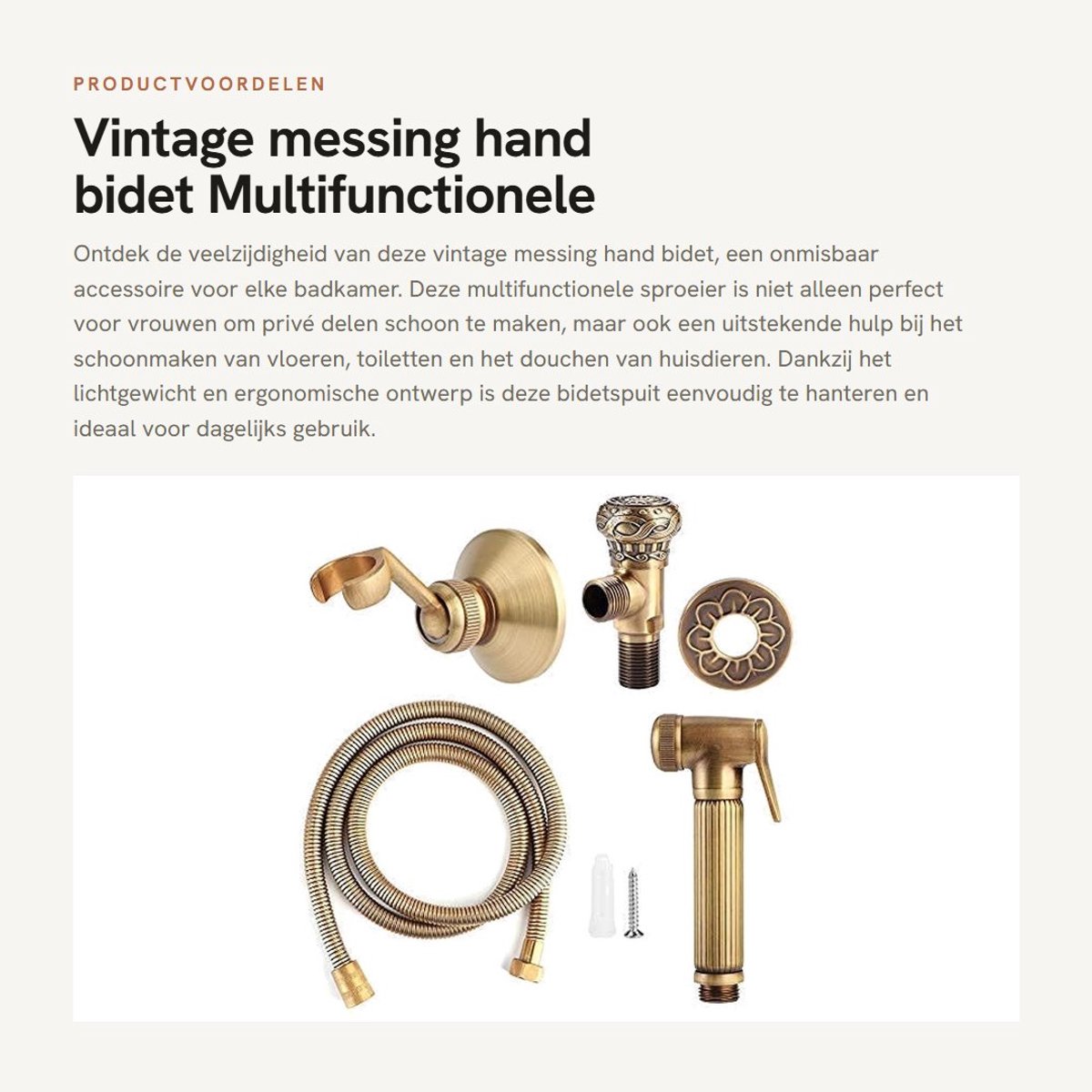 Dailygoods - Vintage messing hand bidet - Multifunctionele badkamer sproeier - Lichtgewicht en ergonomisch - Ideaal voor schoonmaken - Handig voor toi...