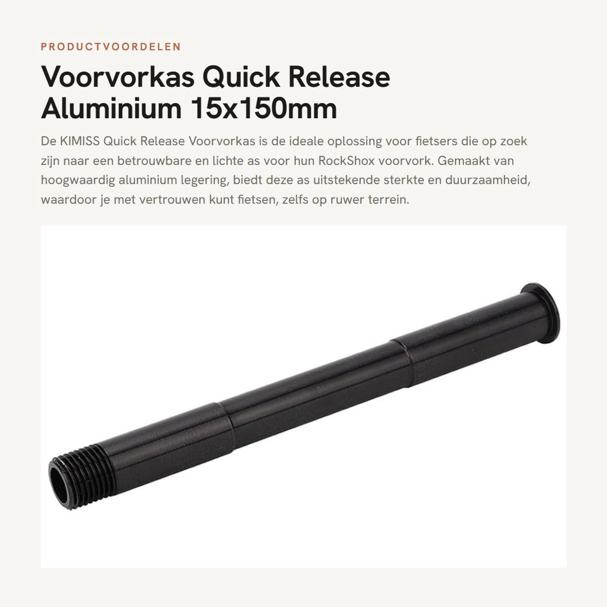Dailygoods- Thru Axle Aluminium - Voorvorkas - 15x150mm - Geschikt voor Rockshox - Lichtgewicht - Duurzaam - Eenvoudig te installeren - Fietsaas