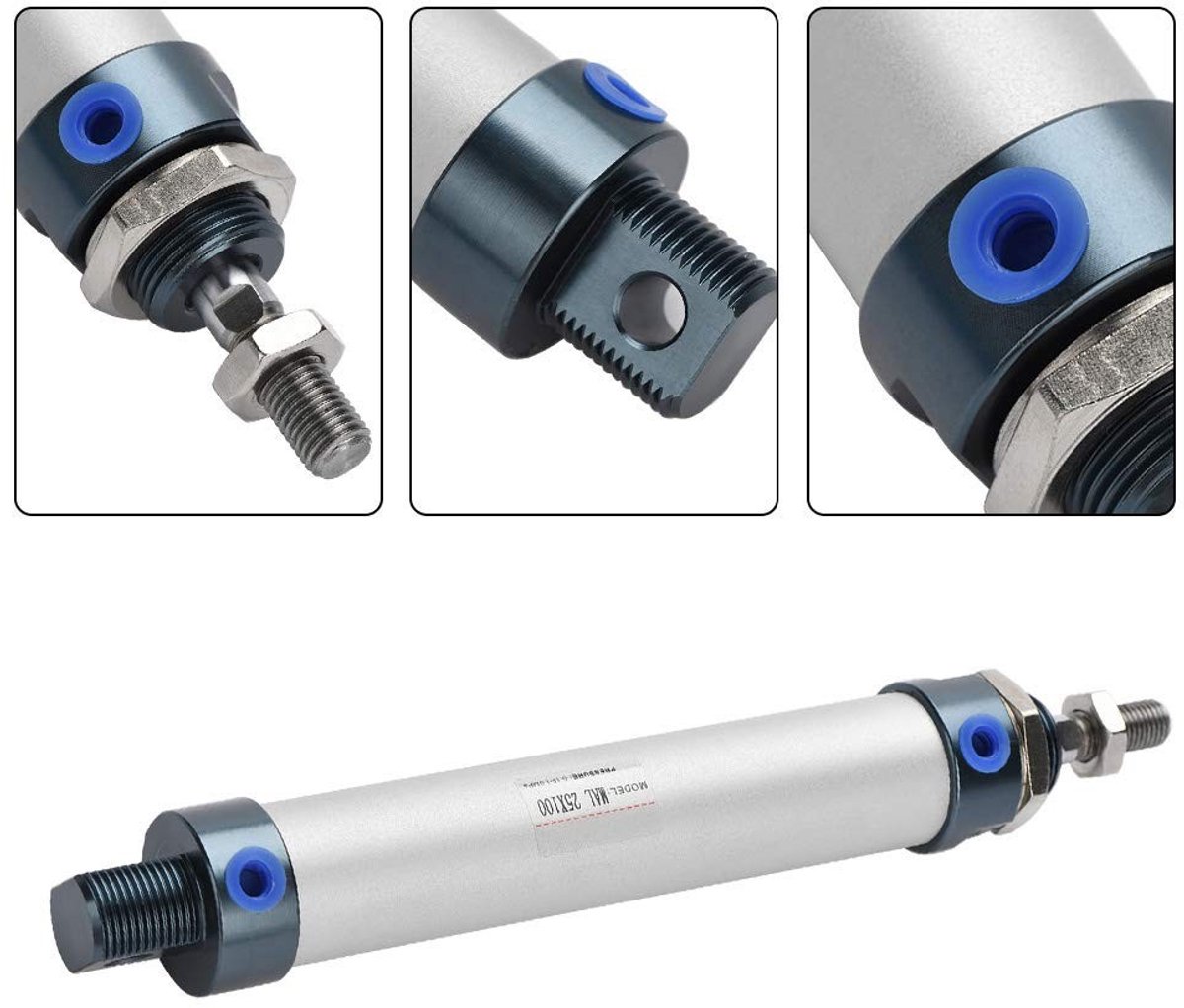 Dailygoods- Luchtcilinder 25mm Boring - 100mm Slag - Enkele Stam - Dubbele Actie - Aluminiumlegering - Duurzaam en Compact - Pneumatische Cilinder