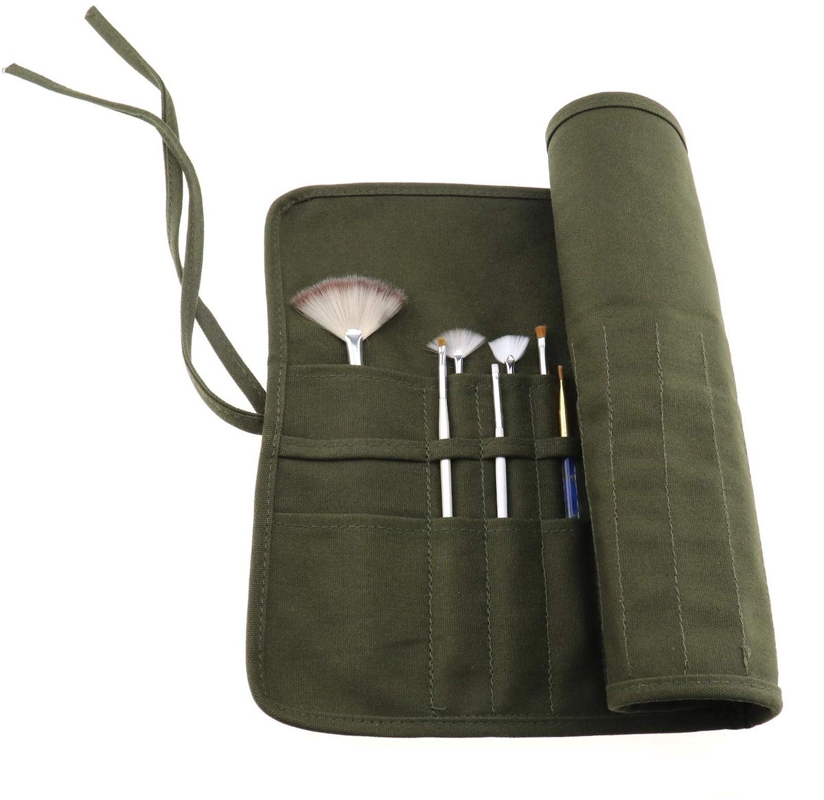 Dailygoods- Borstelhouder 30 Slots - Canvas Rollen - Vlekbestendig - Duurzaam - 48 x 32,5 cm - Geschikt voor schilders - Penseelrol
