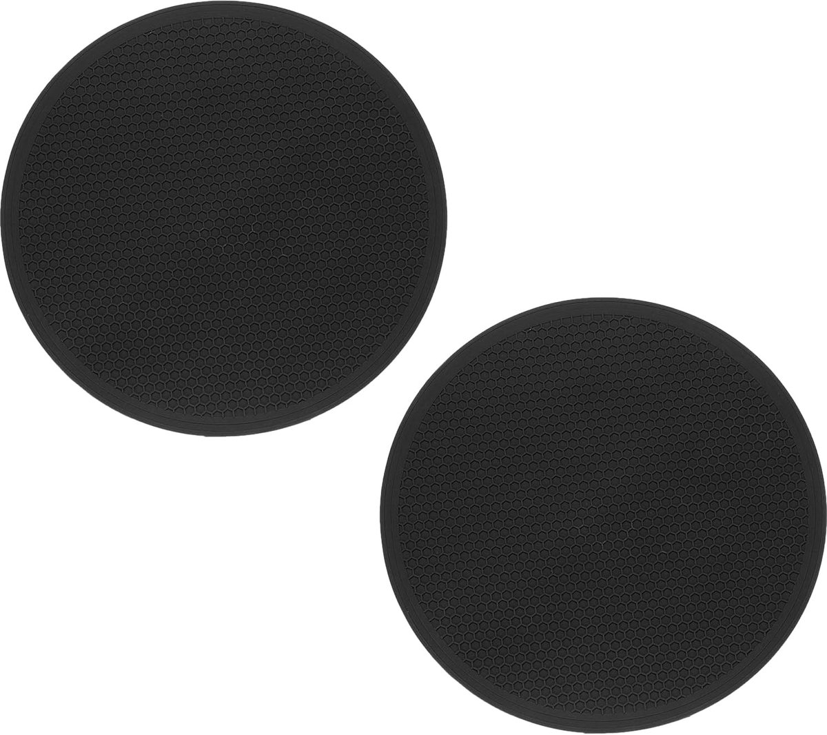 2 stuks siliconen onderzetters, diameter 20 cm, rond, antislip, siliconen pannenlappen voor hete potten en pannen, hittebestendige onderleggers voor keuken, warme gerechten, tafel, zwart