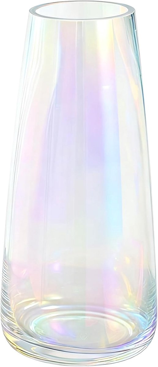 geïriseerde glazen vaas, bloemenvaas, kleurrijk, hoogte 22 cm, moderne vaas, glas voor bloemen, decoratie in thuiskantoor, woonkamer, middenstuk, 22 × 10 cm