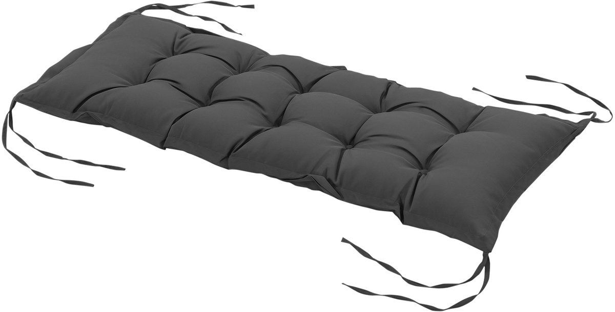 Bankkussen voor tuinbank, zitkussen, bankkussen, met dikke vulling, kussen voor banken, 100 x 40 x 10 cm - donkergrijs
