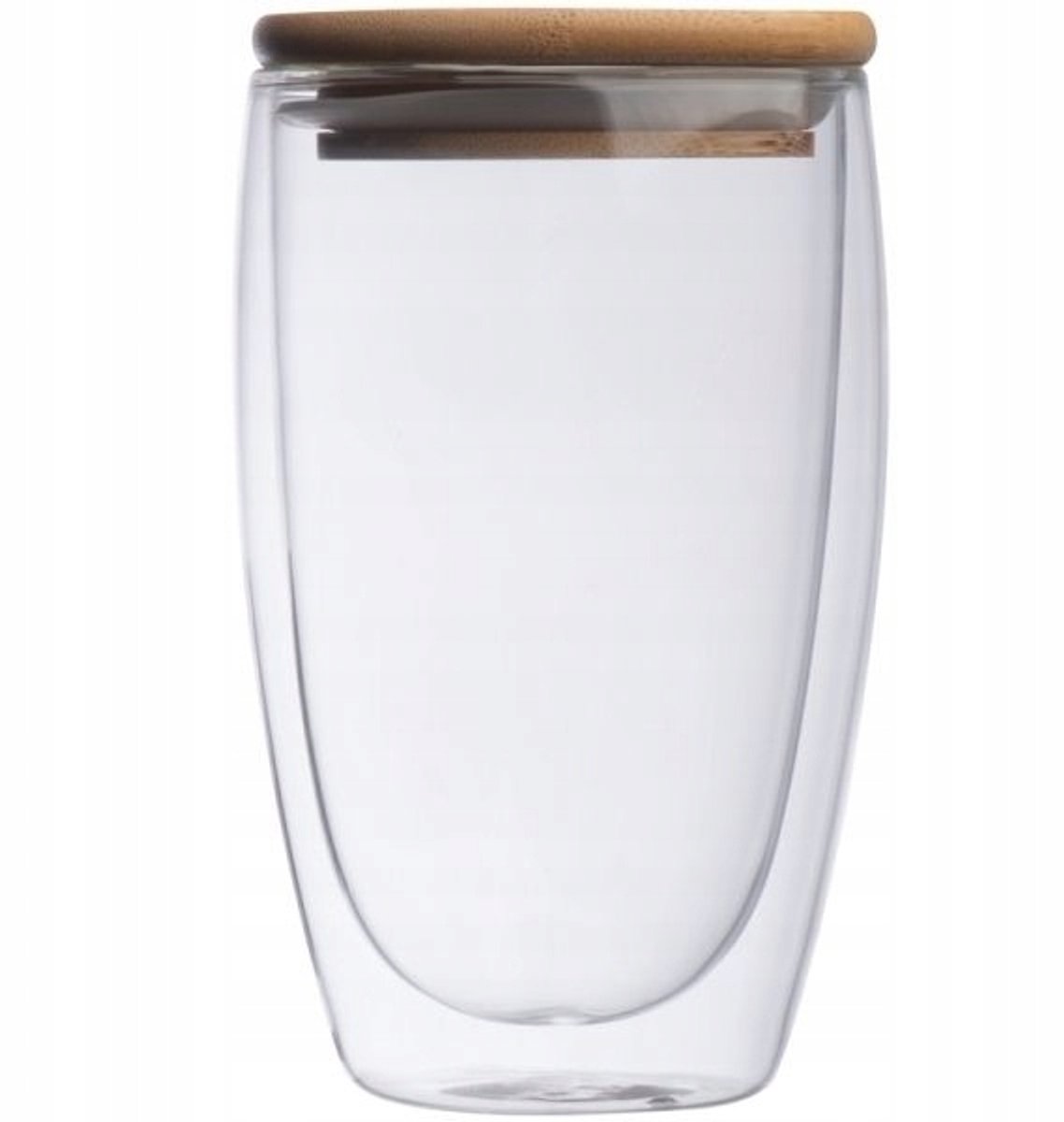 Zakopane Glas met Bamboe Deksel - 500ml - Transparant
