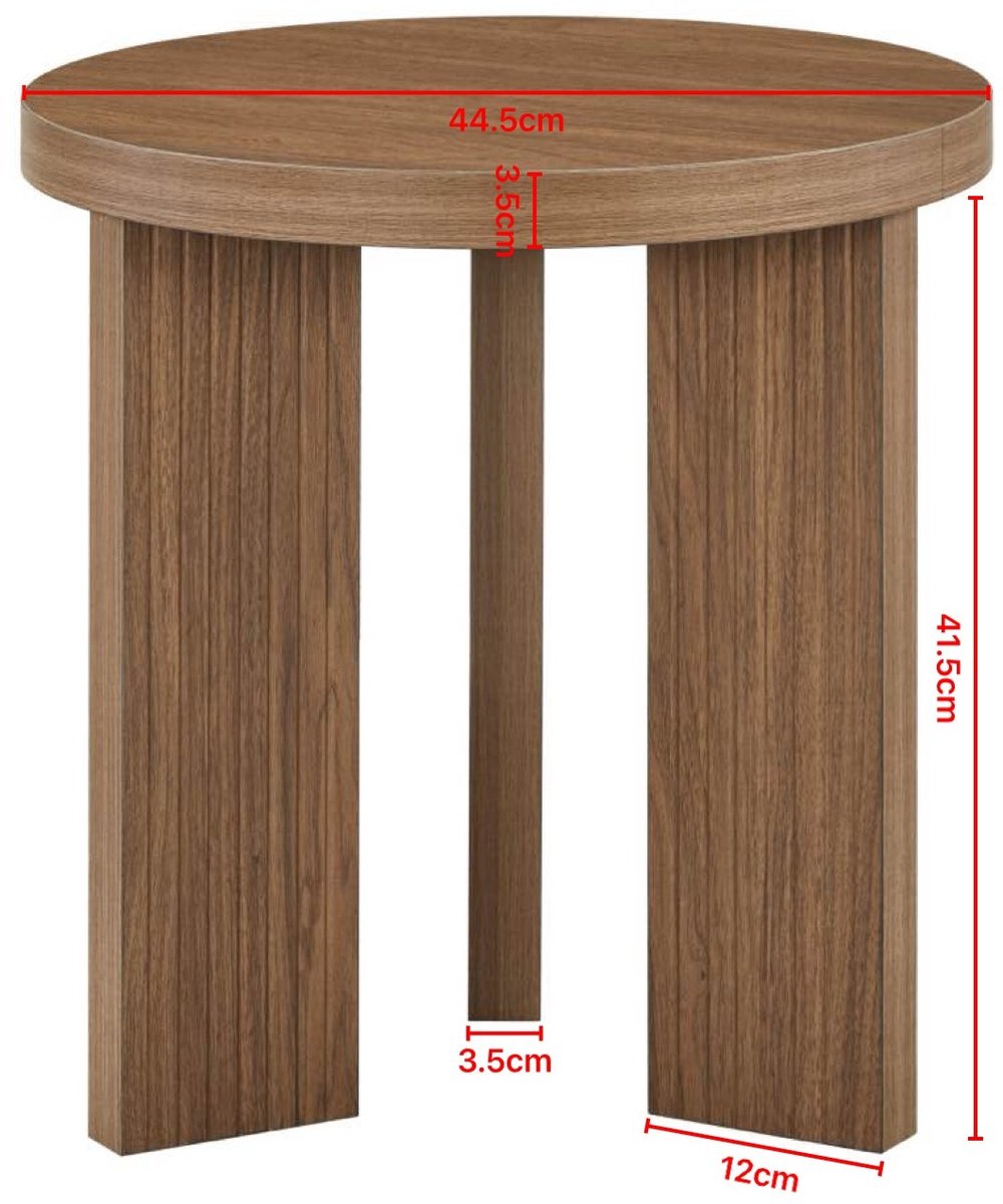 FloraGrace Bijzettafel - Ronde Tafel Met Houtlook En Driepoot - Voor Woonkamer Slaapkamer En Balkon - MDF - 44,5x44,5x45 Cm - Walnootbruin