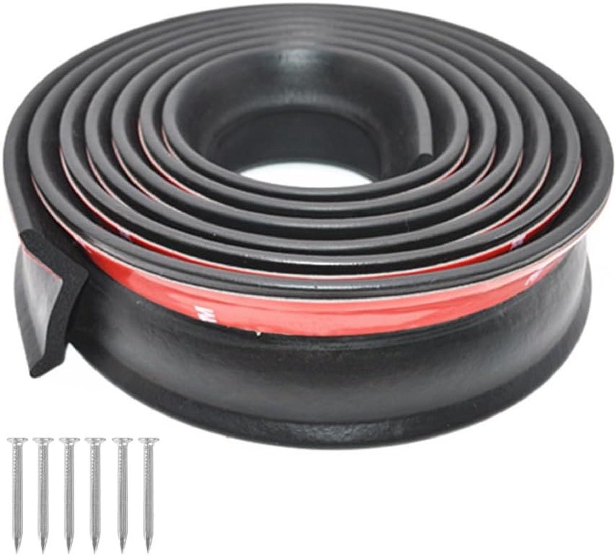 Multifunctionele Rubber Sealing Strip voor Garagedeuren - Zelfklevende Weerbestendige Onderstrip van 3 Meter met Spijkers en Dichtingsfunctie