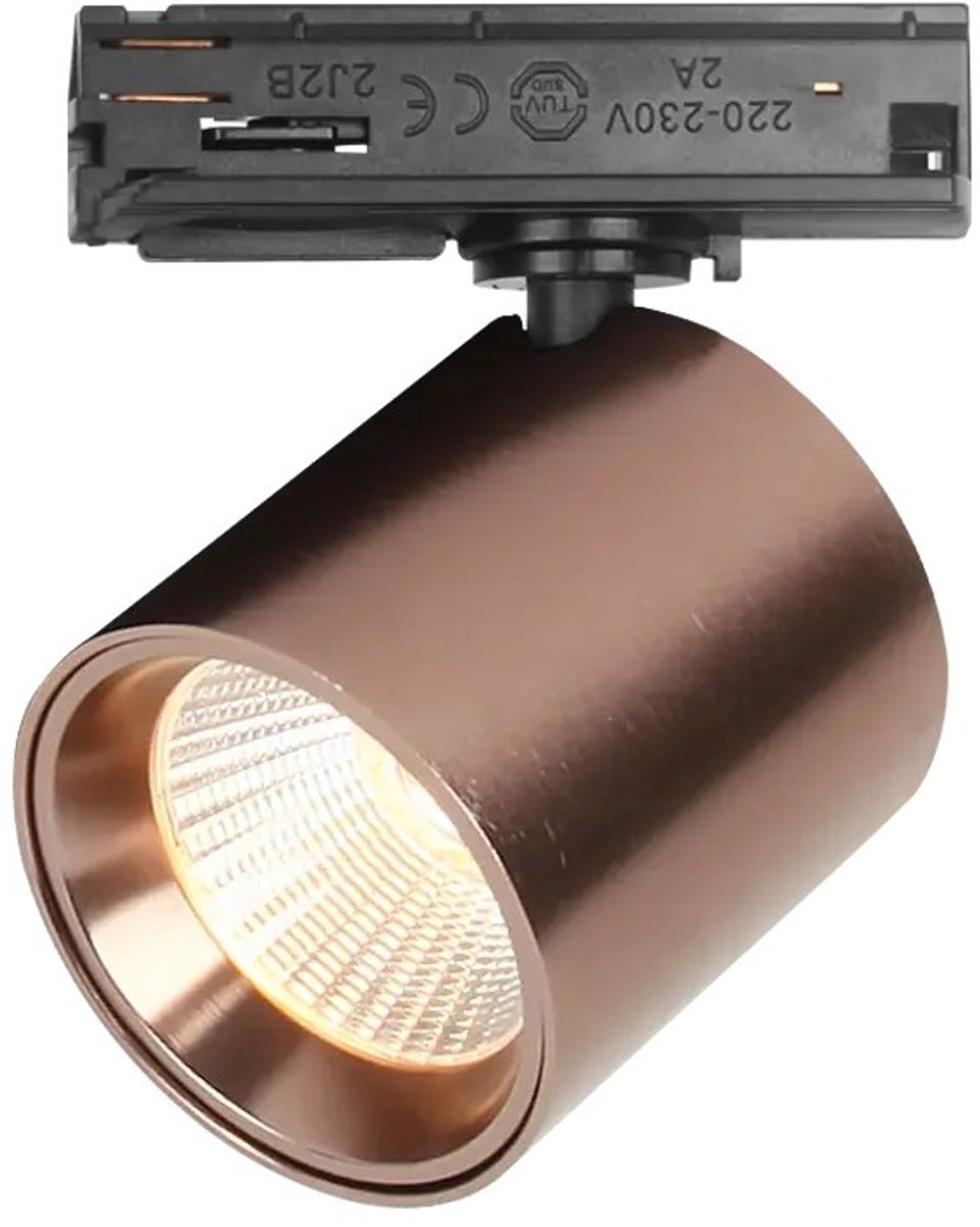 Oyo LED railspot 7,5W, 620 lumen, 2700K warm wit, IP40, brons, voor 1-fase railsystemen, draaibare kop