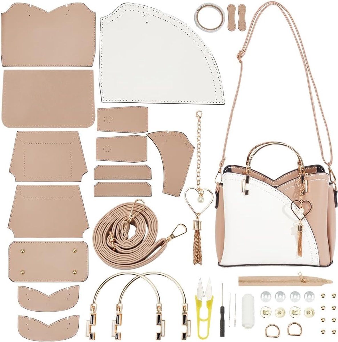 DIY Kit voor het Maken van een Handgemaakte PU Leren Schoudertas en Crossbody Tas met Accessoires