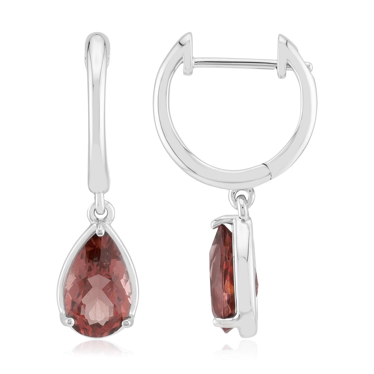 Cavill - Rode Apatiet Oorbellen 2,5 Ct - 925 Sterling Zilver met Rhodiumlaag - Peervormig Edelsteen - Elegante Druppelvormige Zilveren Oorbellen Dames