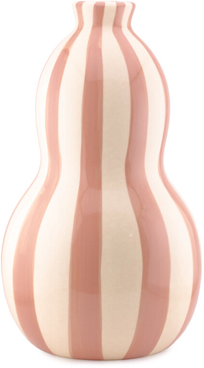 Aardewerk vaas beige gestreept