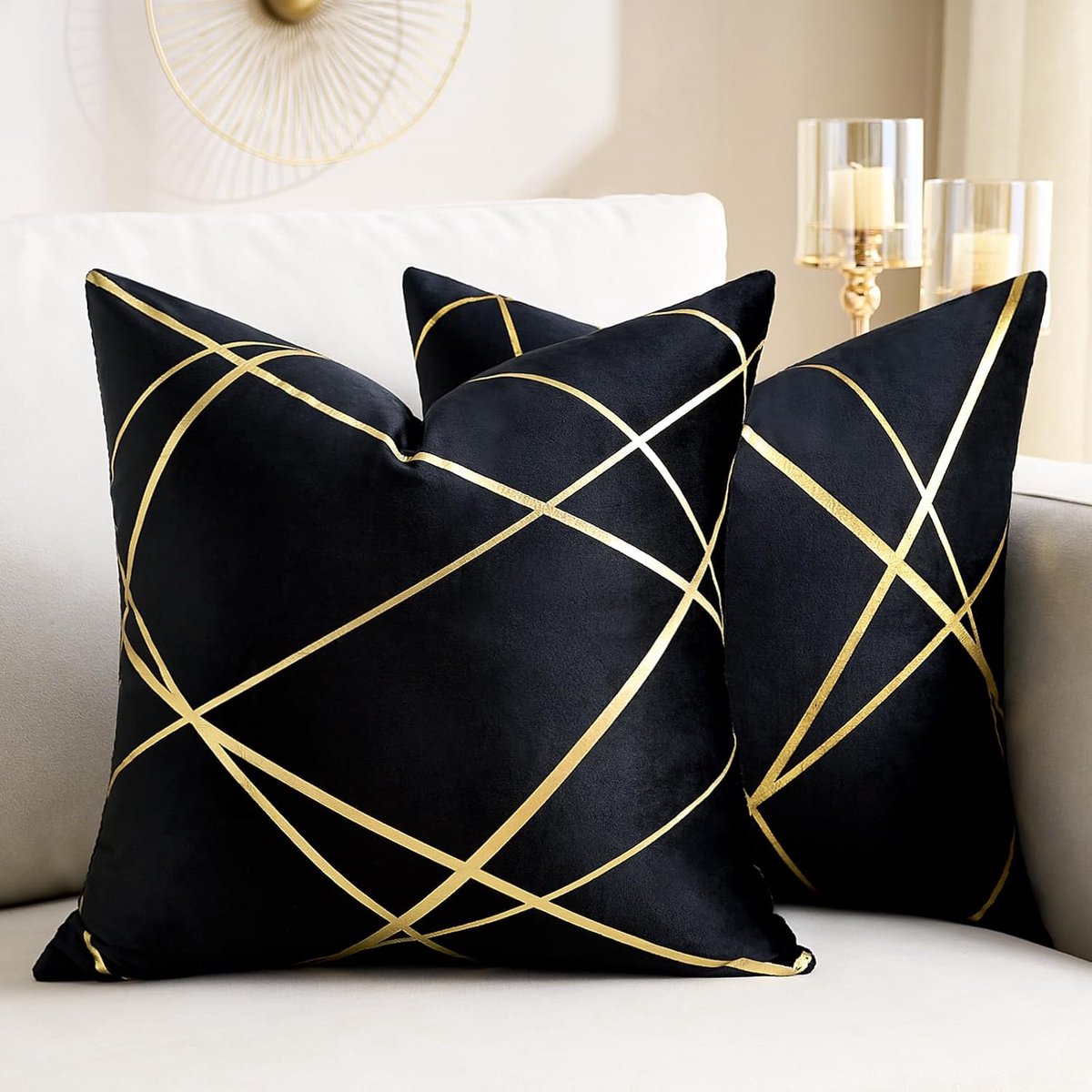 2-delige set - sierkussen 45x45 cm - Luxe kussens voor woonkamer & bank - KUSSENSET - Comfortabele kussentjes voor op de Bank - Texture Harmony - Met Ritssluiting - Dutch Decor - Zwart
