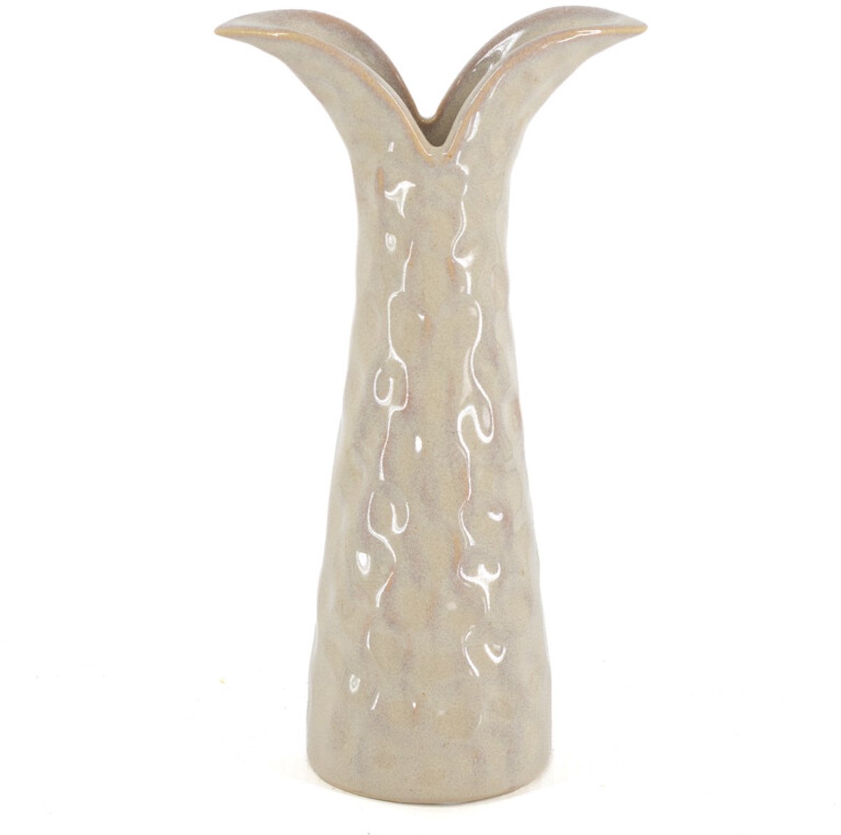 Aardewerk vaas tail beige