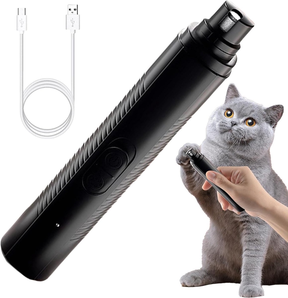 Nagelvijl voor honden, elektrisch knipapparaat voor huisdieren, nagelknipper voor huisdieren, LED-knipapparaat voor dieren, draadloos en oplaadbaar, voor kleine huisdieren zoals honden en katten, 1 stuk