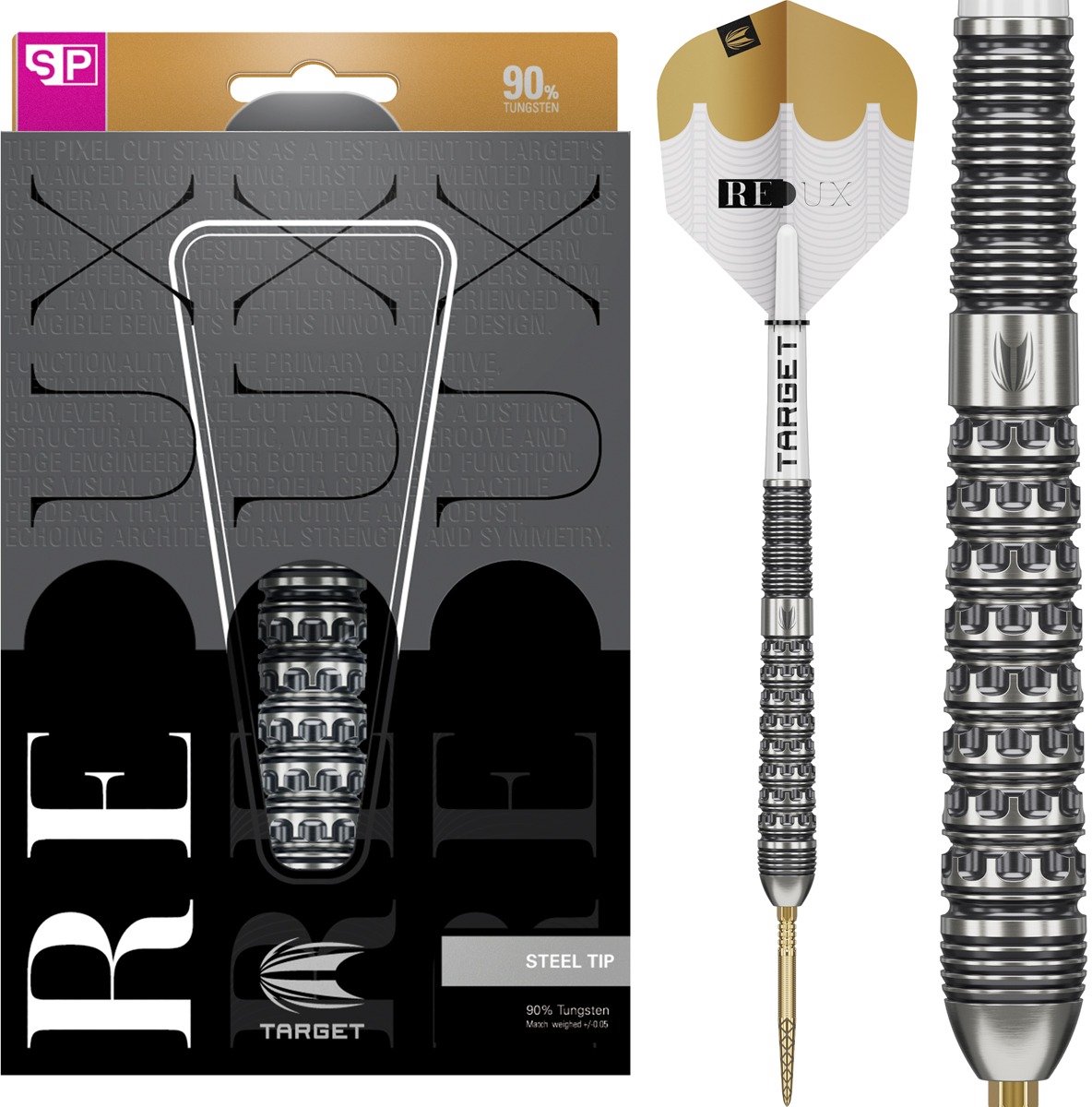 Target Darts Redux 90% Tungsten Swiss Point Steel Tip Dartset 24G Barrel 03 - Professionele Steeltip Darts met Pro Grip Shafts en Pro Ultra Flights - 52mm Lengte