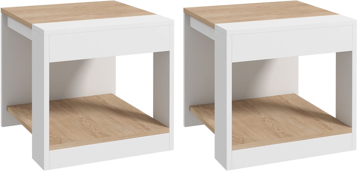 HOMCOM bijzettafelset - Spaanplaat - 40x40x45cm - Wit