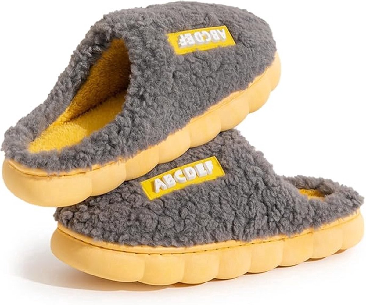 Pantoffels Dames-Pantoffels Heren-Pluche traagschuim pantoffels-Warm en antislip-grijs-42/43