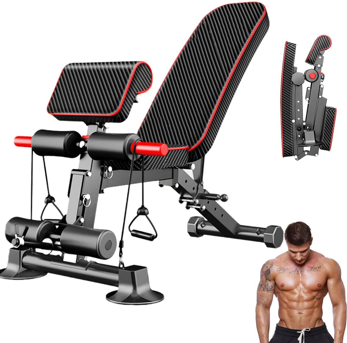 Lamor Fitness bank - Fitnessen - Sportbank - Kracht Training - Tot 350 kg - Verstelbaar - Thuis Workout - Veiligheidsslot