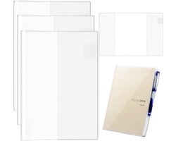 Set Van 3 A5 Transparante Boekomslagen - Bladbeschermer - A5-Bladbeschermers - Papieren Beschermen - PVC-Materiaal - Ingebouwde Penhouder - Waterbestendig - Geschikt voor Hobonichi Techo Cousin 2026 A5