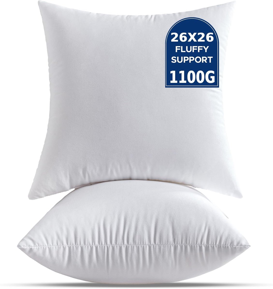 SnelShoppen - Set van 2 Decoratieve Kussenvullingen 65x65 Cm - Grote Witte Vierkante Kussens voor Binnen - Ideaal voor Bank, Bed en Stoelen