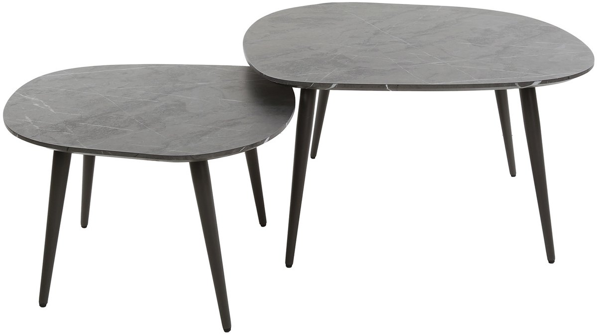 Giga Meubel Salontafel Rock - Keramieklook - Set van 2 - 85x79x40cm