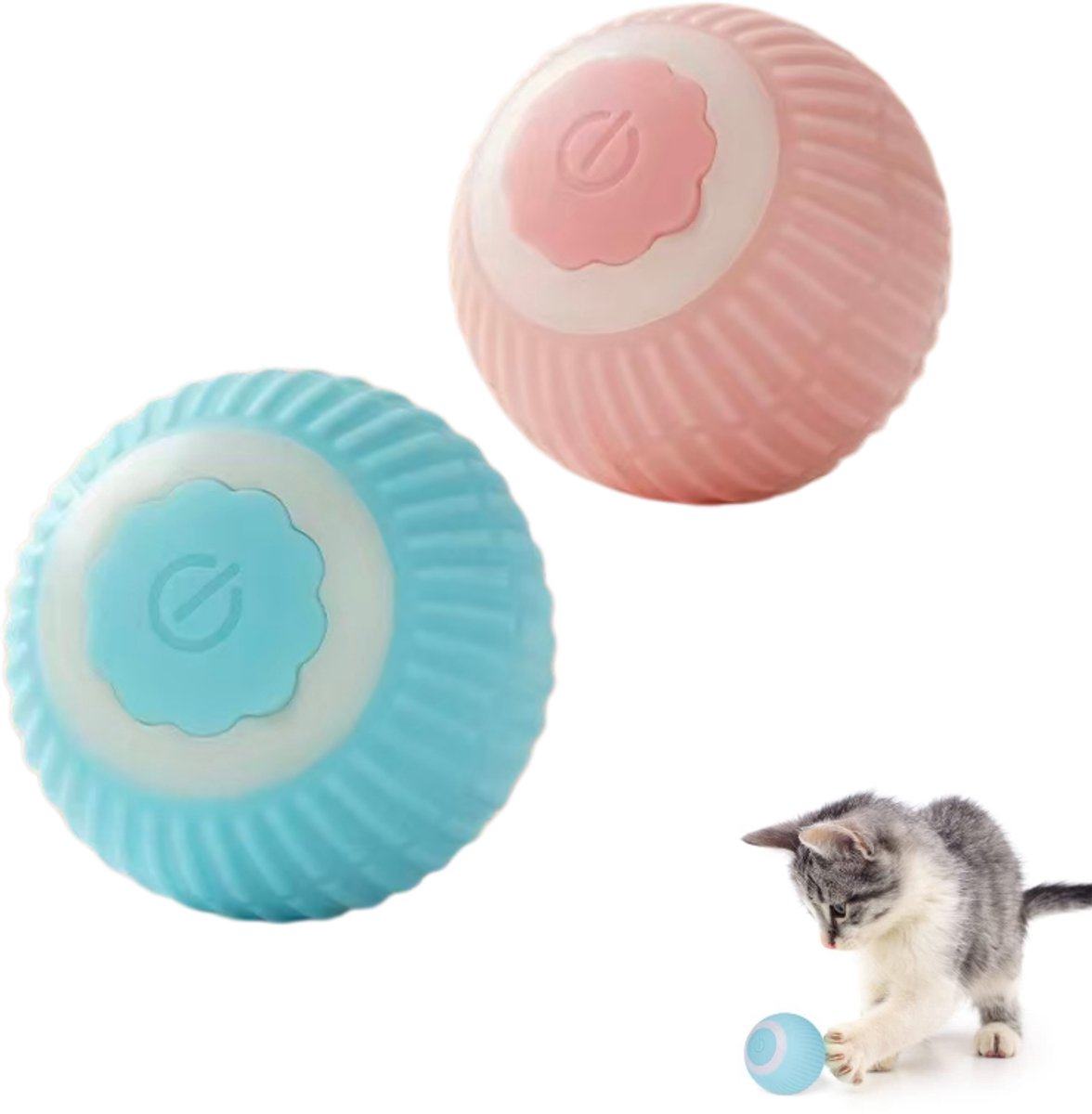 Namajunas - Katten speelgoed - 2 stucks - Automatische katten speelbal met 360° rotatie en LED-verlichting - Opladen via USB - Slim kattenspeelgoed - Kattenspeeltjes - Geschikt voor kittens