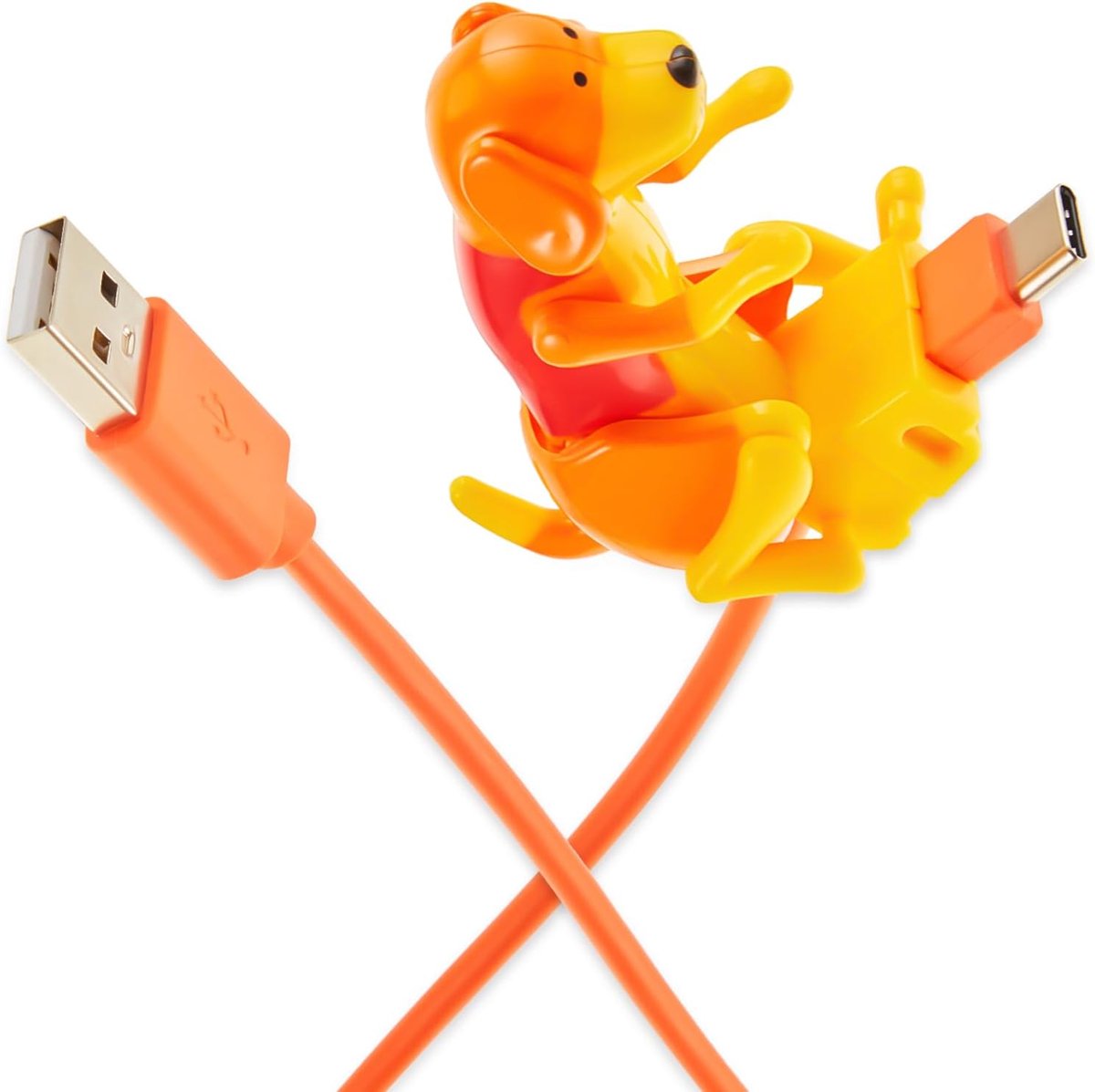 Oplaadkabel met Bewegend Speelgoedhondje, Geschikt voor USB Type-C, Grappige Telefoonkabel voor Opladen en Gegevensoverdracht, USB-A Snelladen，Oranje