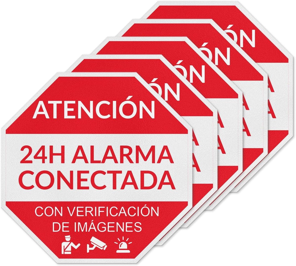 Alarmstickers voor Videobewaking, Zelfklevend Vinyl, 15 x 15 cm, Set van 5 - Beveiliging, Toezicht, Veiligheid