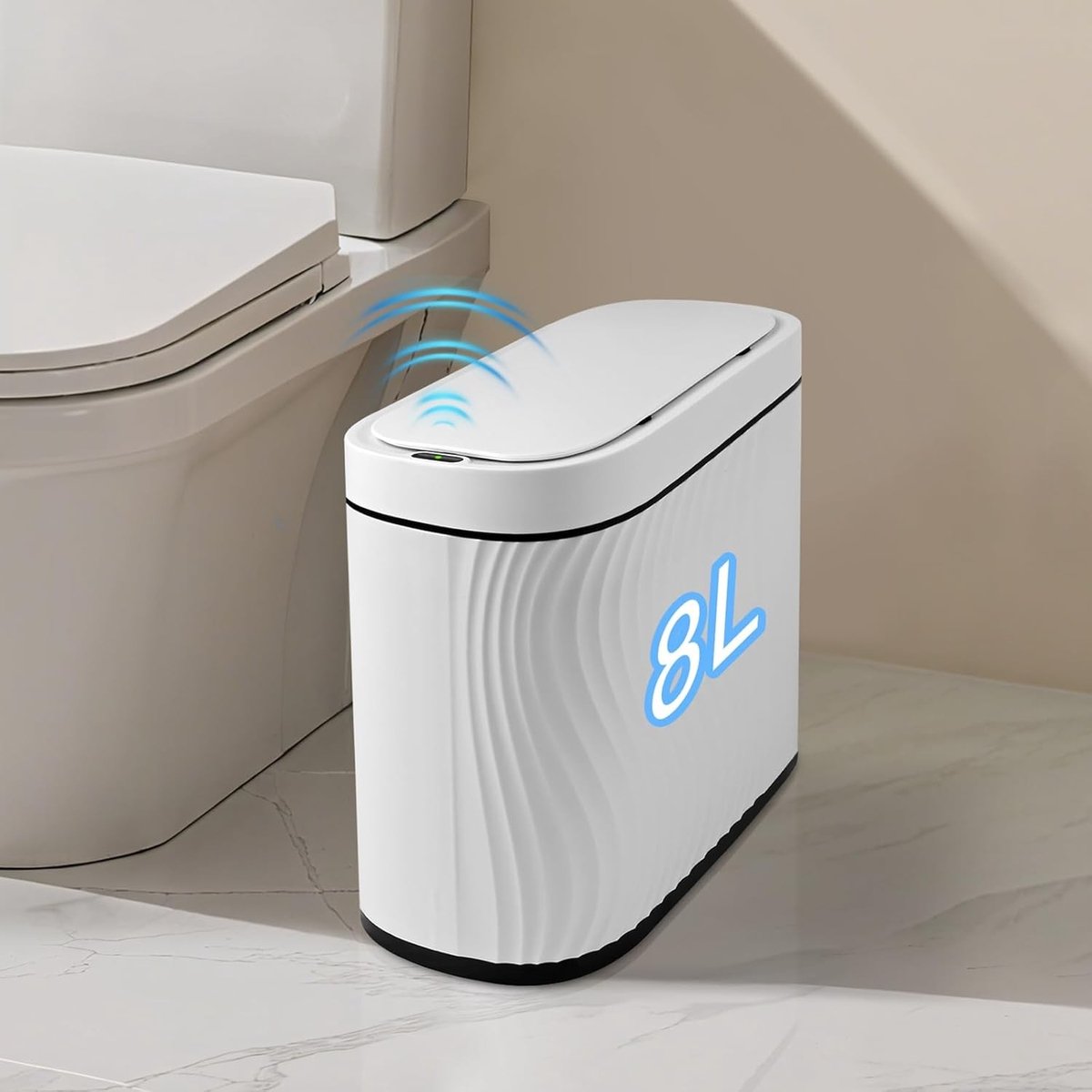 Badkamervuilnisemmer met Sensor - Grijs - 8L - Waterdichte D-vormige Prullenbak met Soft Close - Voor Badkamer en Keuken