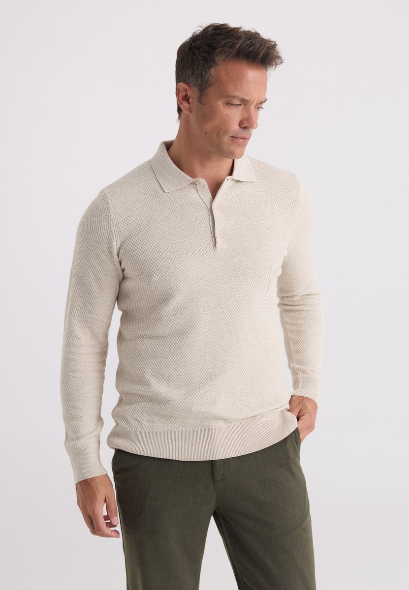Felix Hardy Trui Met Polokraag - 100% Katoen Heren Beige - S