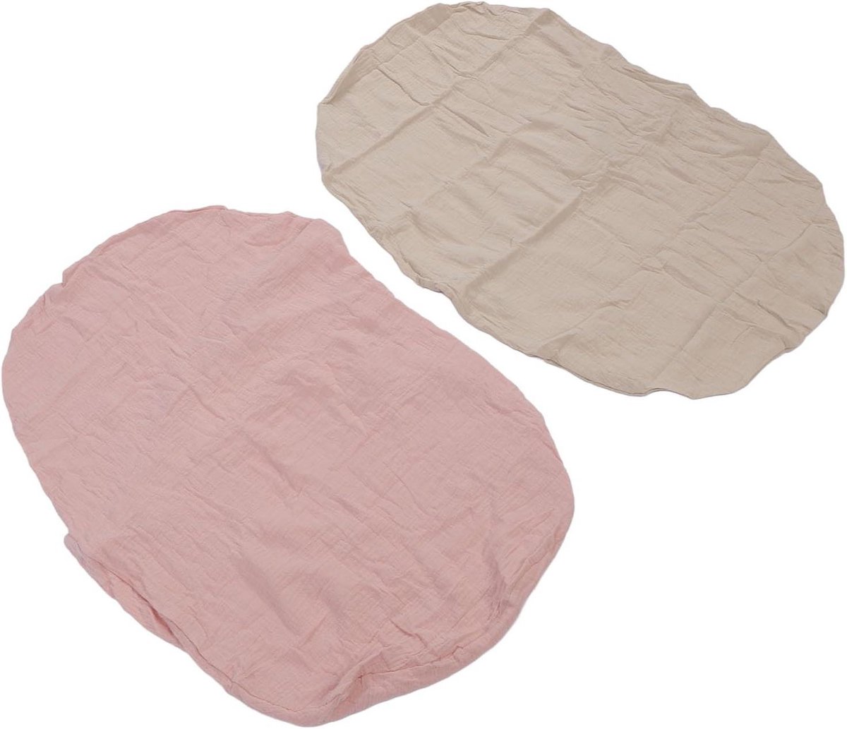 Aankleedkussenhoezen Set - Luierhoezen - Babyverzorging Thuis - Volledig Omwikkelbaar - 2 Stuks - Havermout Lichtbruin
