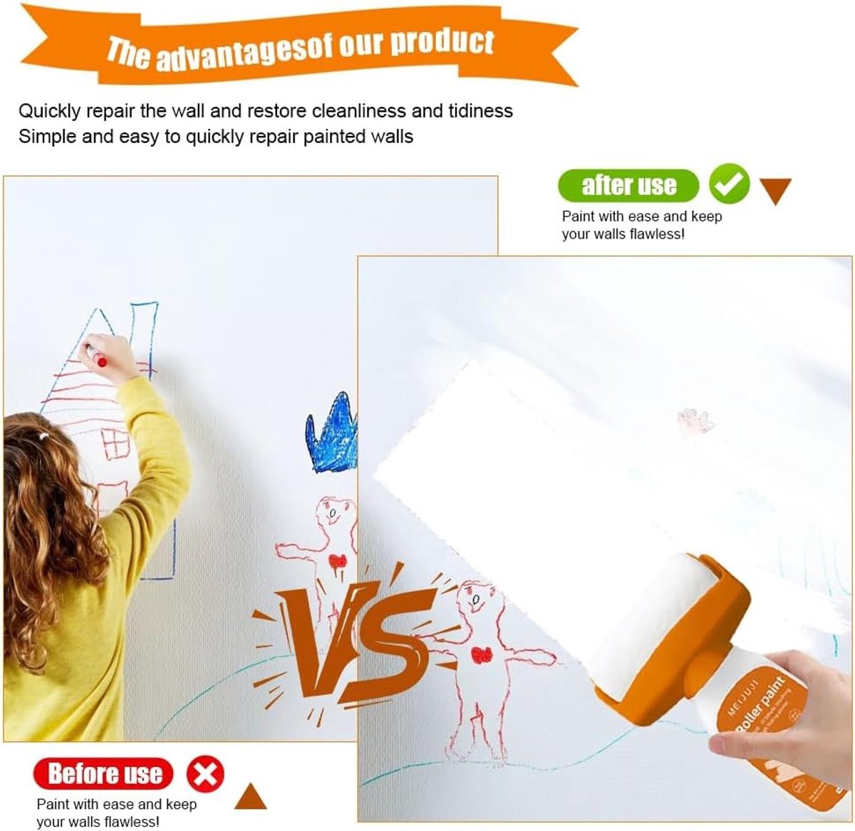 Witte Muurverf en Herstelverf 500 g met Verfroller voor Muurkrassen en Graffiti, Inclusief Reparatieset
